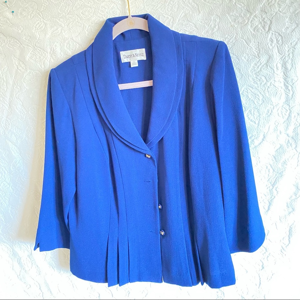 Royal blue skirt suit, size 12.